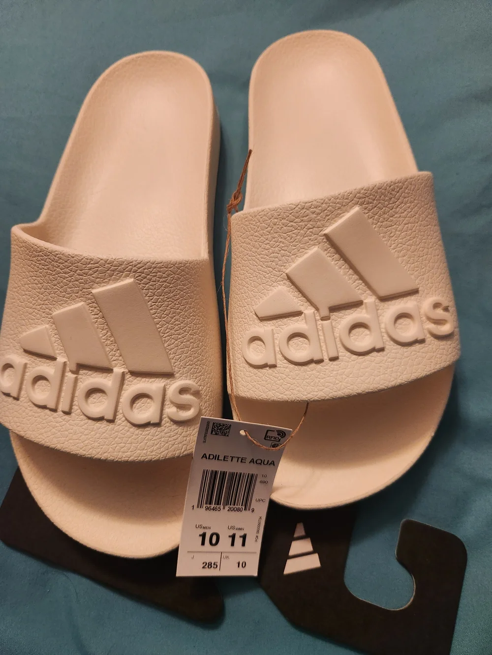 Adidas Adilette Aqua Slide Sandals in Cream